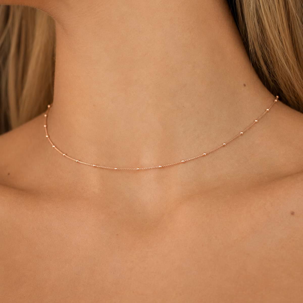 Silberkette "Veneziana" 0.5mm mit 1.5mm Kugeln, Rosé