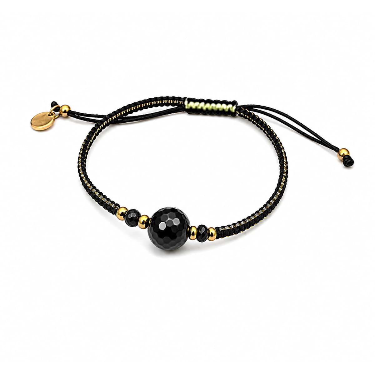 "facettée". boule". Onyx. Bracelet de montre. Argent 925- Plaqué or 
