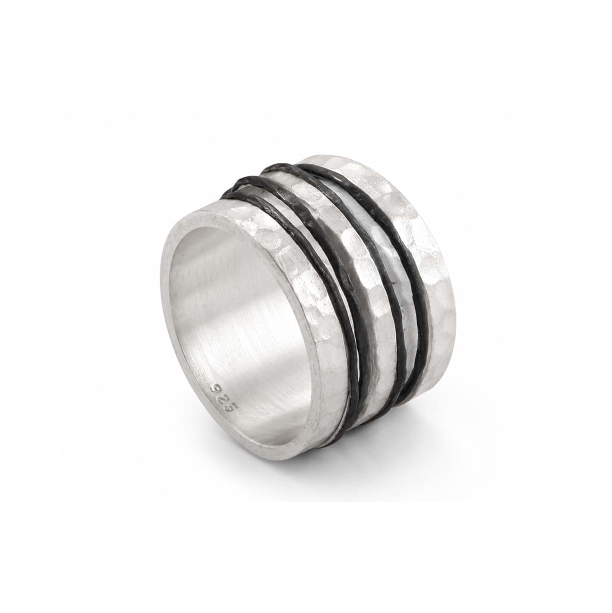 Moving Circle Ring 14mm breit, Silber 925 matt