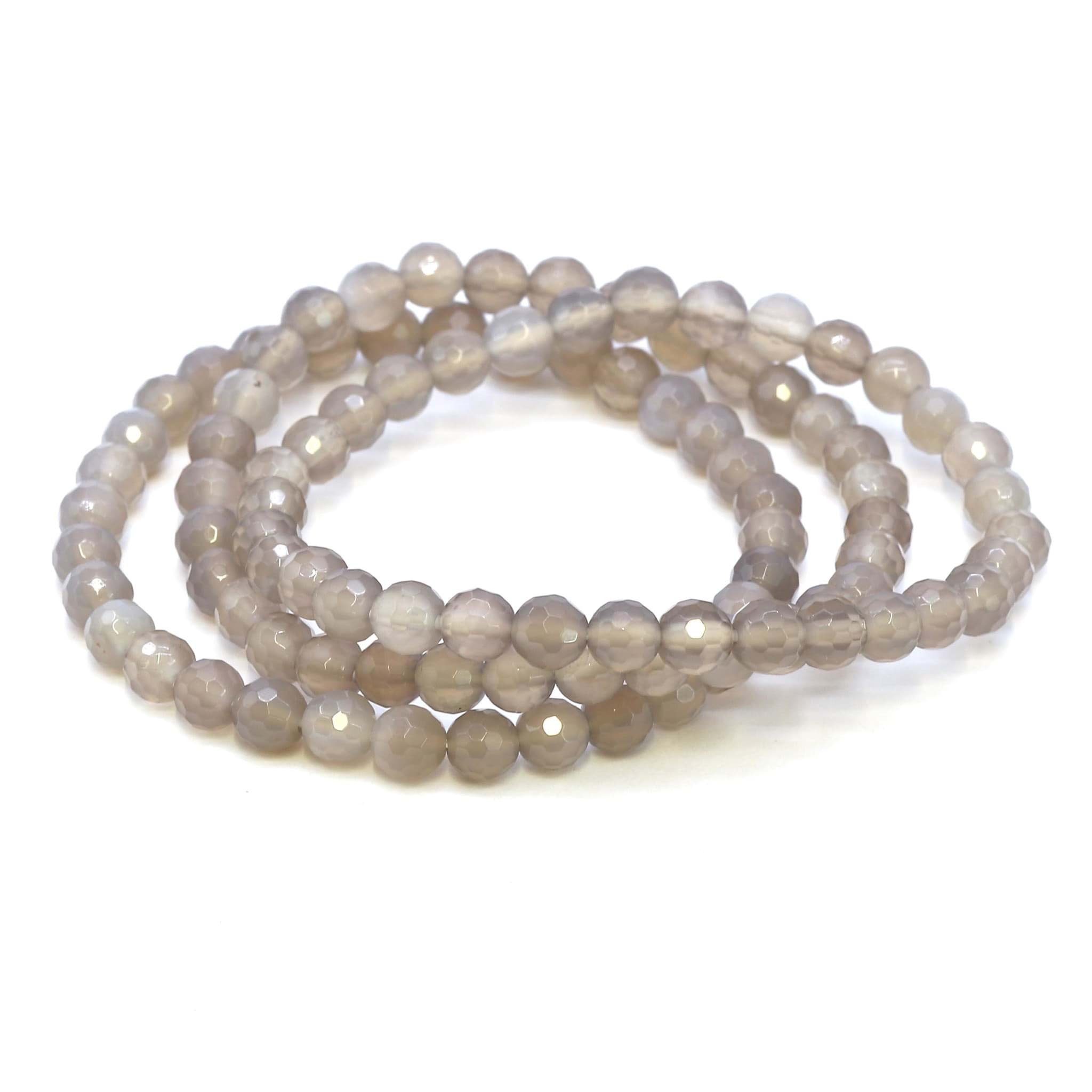 Achat fac. Kugeln  6mm Armband (grau)