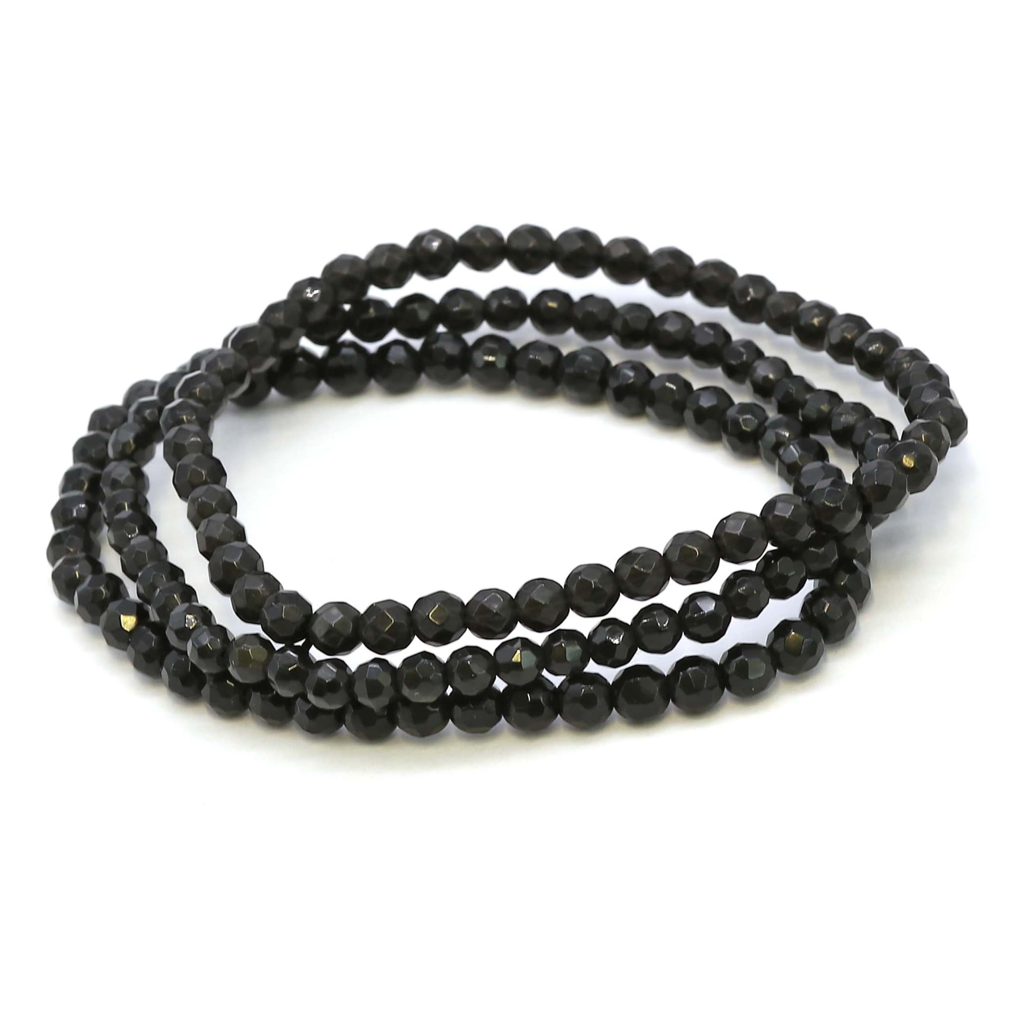 Obsidian fac. Kugeln  4mm Armband