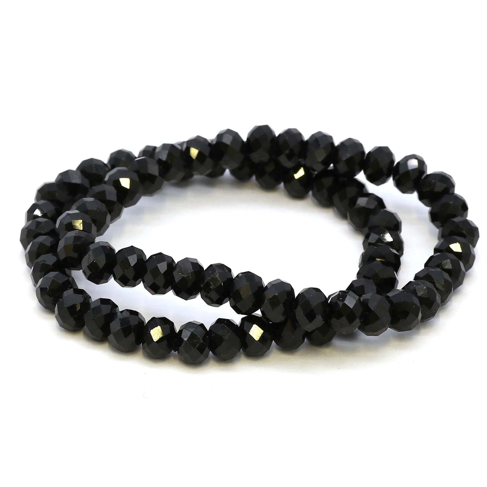 Turmalin Schörl fac. Button  8mm Armband