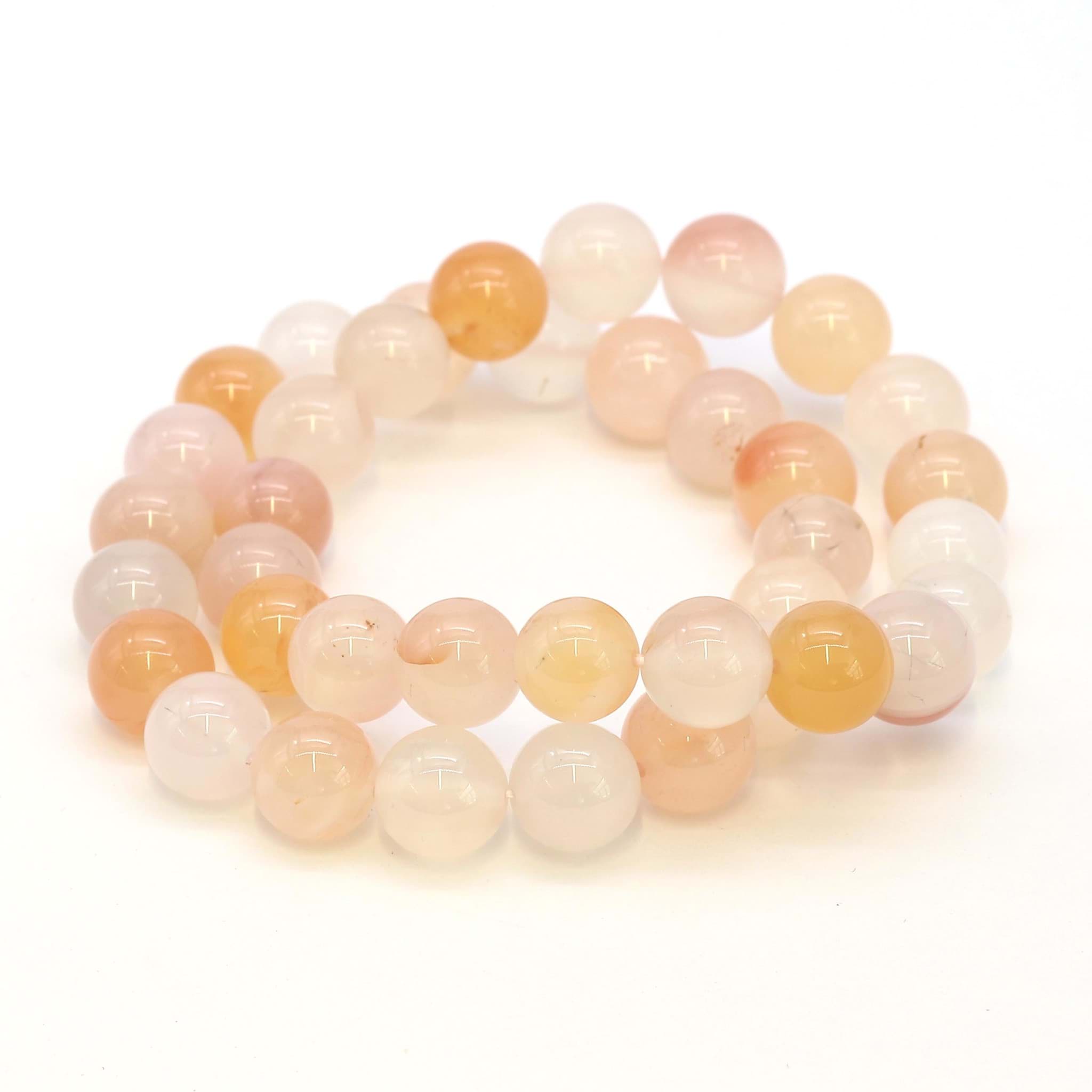 Braccialetto con perline tonde di Agata da 10 mm (rosa chiaro)