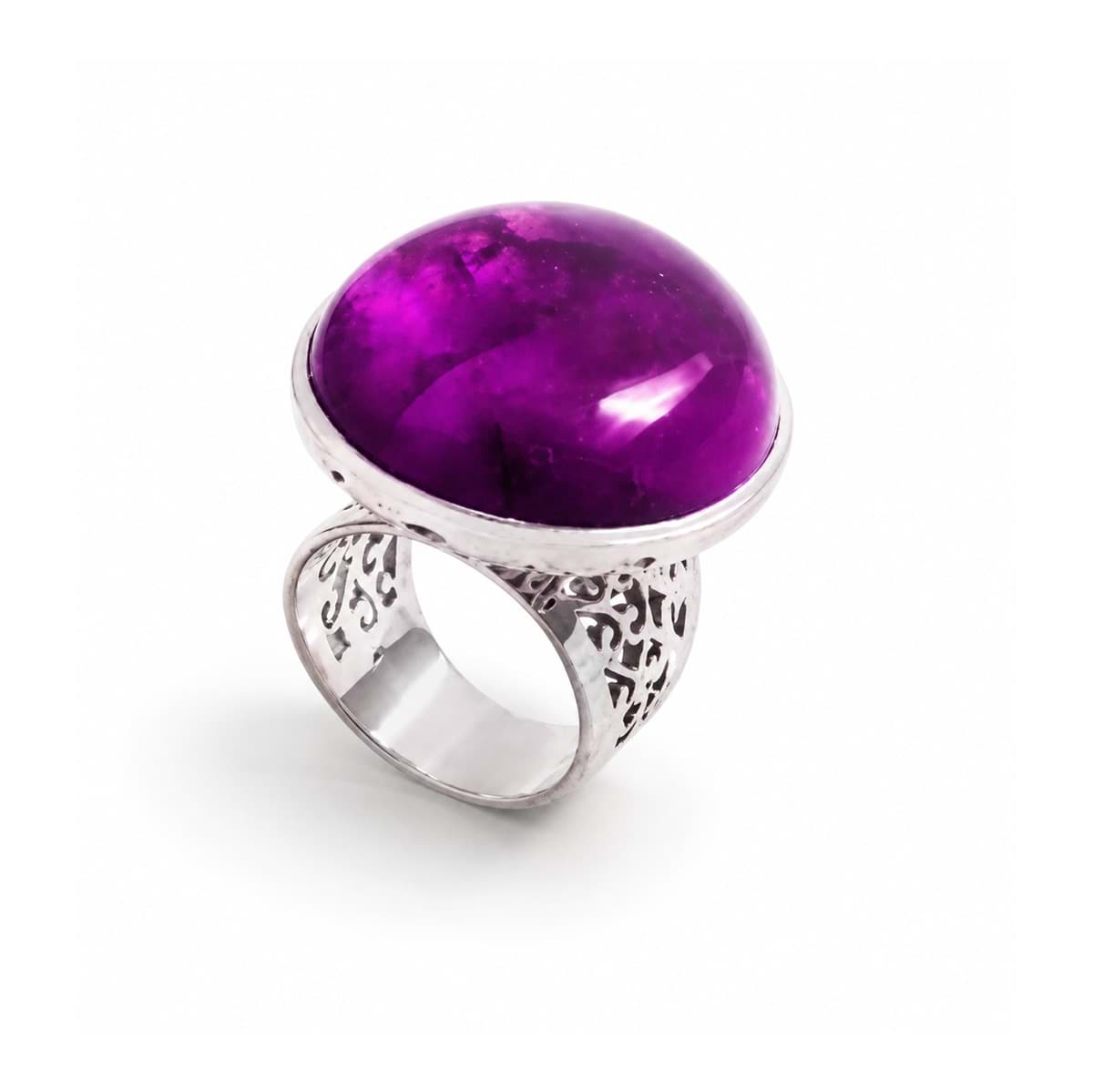 Améthyste cabochon 26mm bague, argent 925
