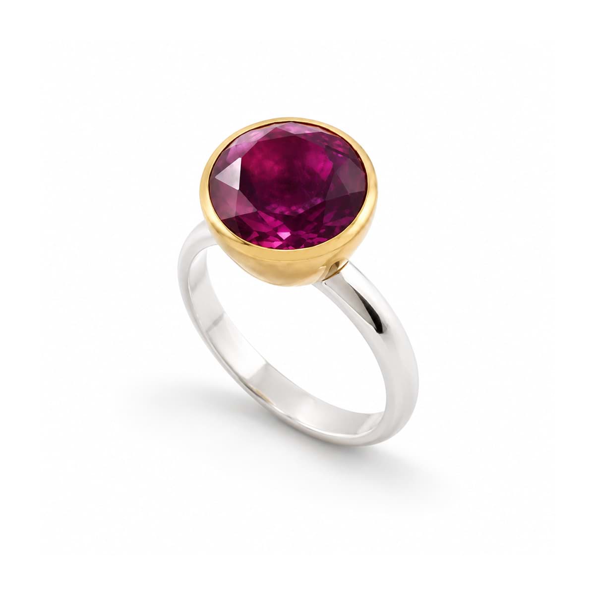 Améthyste facettée "Cup" bague bi-colore, argent 925