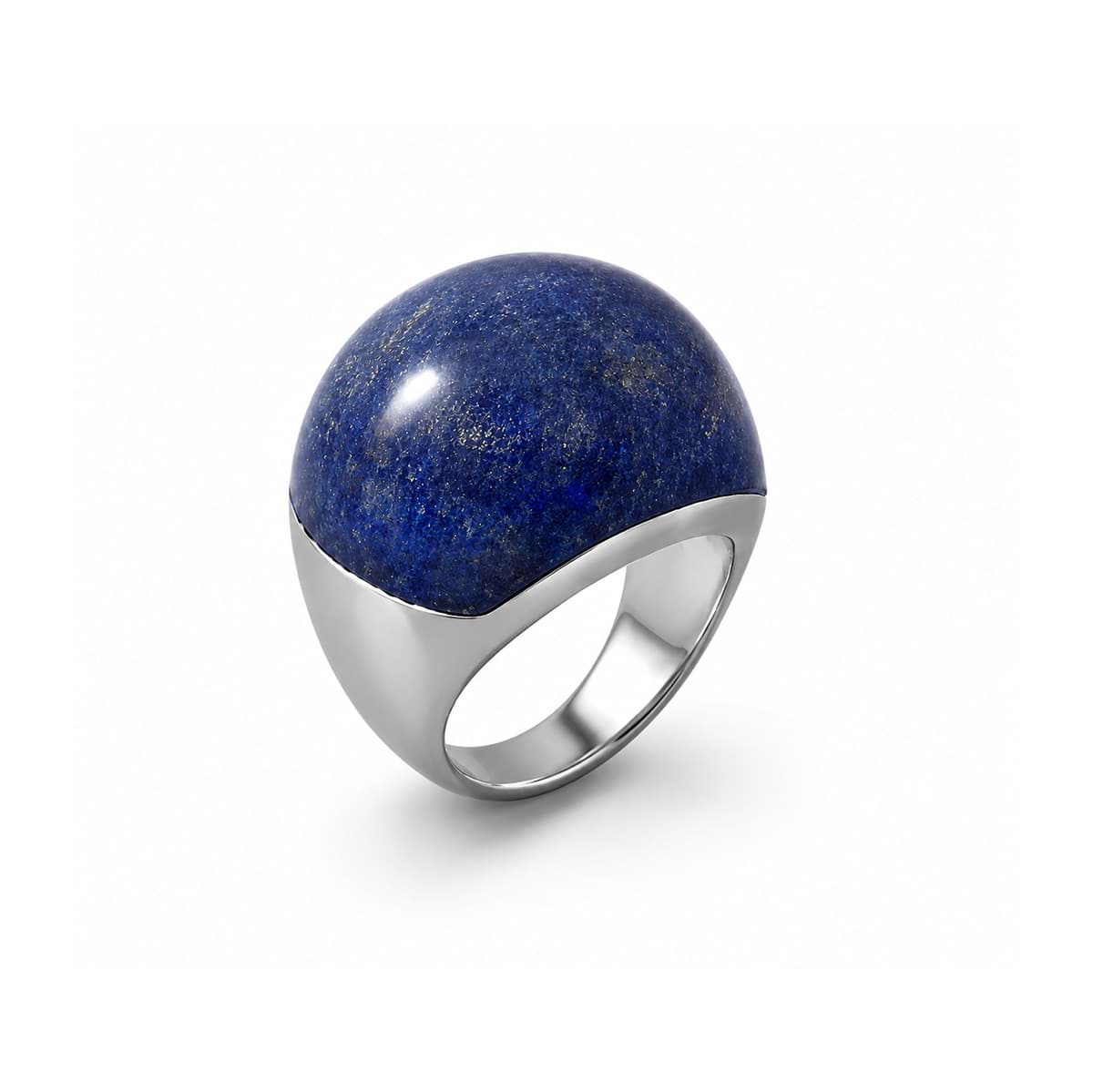 Blauer Quarz Cabochon 23x24mm Ring, Silber 925 rhodiniert