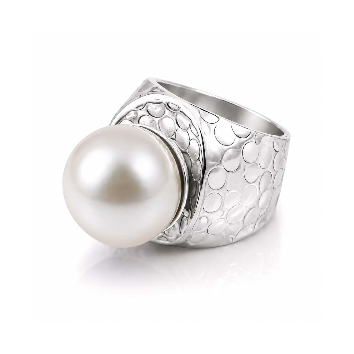 Muschelkern 18mm Kugel Ring, Silber 925