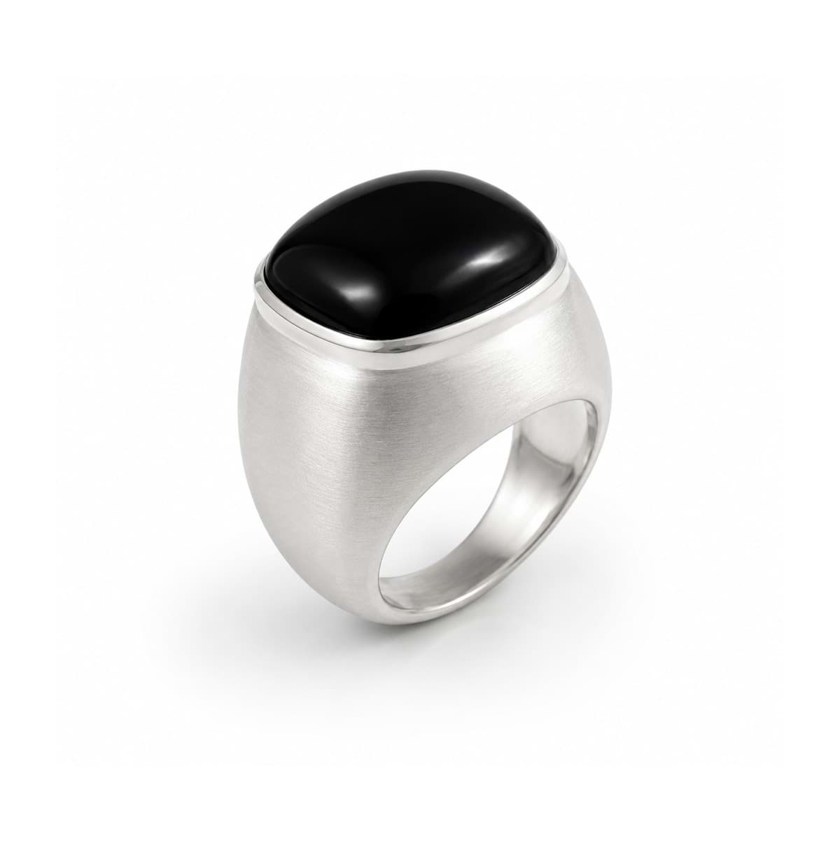 Onyx 17mm Cabochon Rechteck Ring, Silber 925