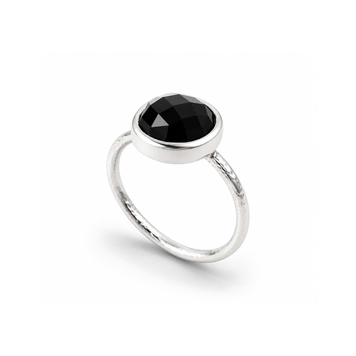 Onyx fac. Cabochon 11mm Ring, Silber 925
