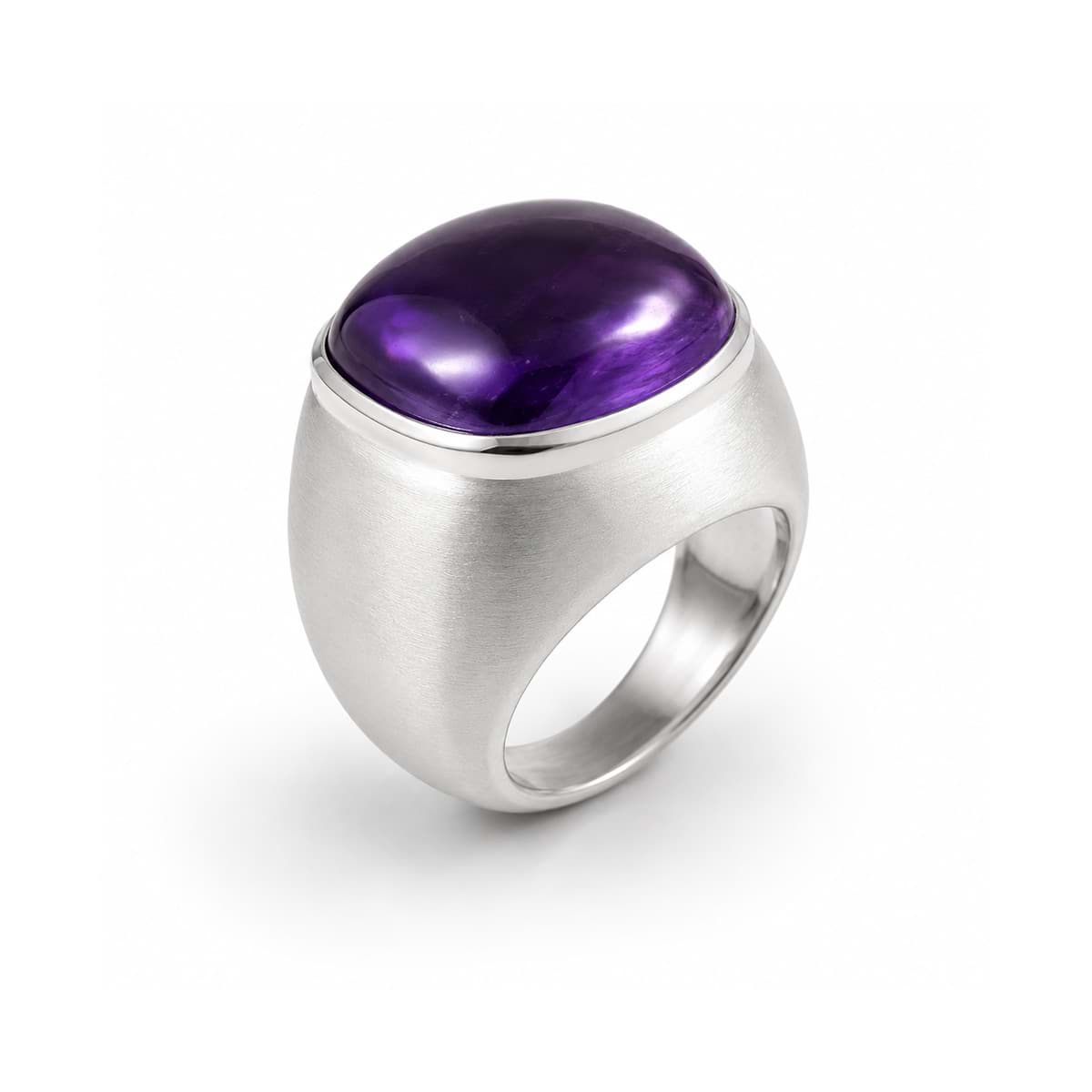 Amethyst 17mm Cabochon Rechteck Ring, Silber 925