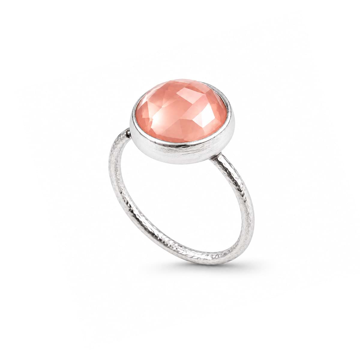 Mondstein pink fac. Cabochon 11mm Ring, Silber 925