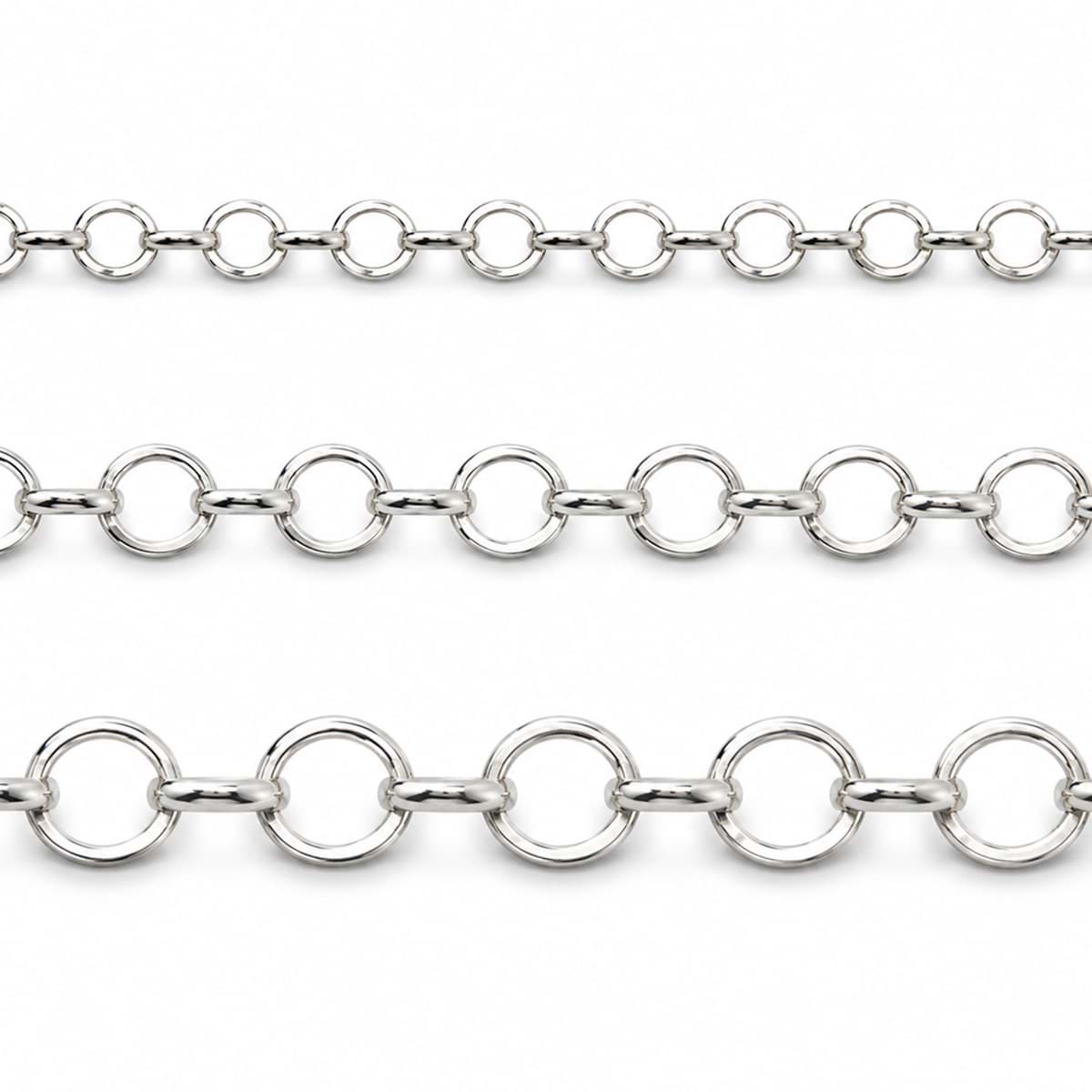Silber Rolo Kette  8x1.2mm rhodiniert