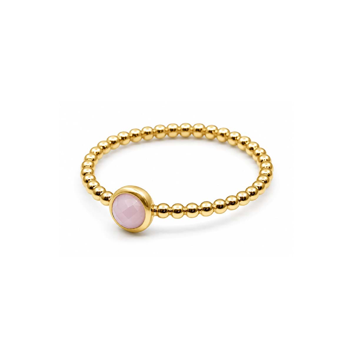 Andenopal Cab. 5mm "34 Beads" Ring, Silber 925 vergoldet