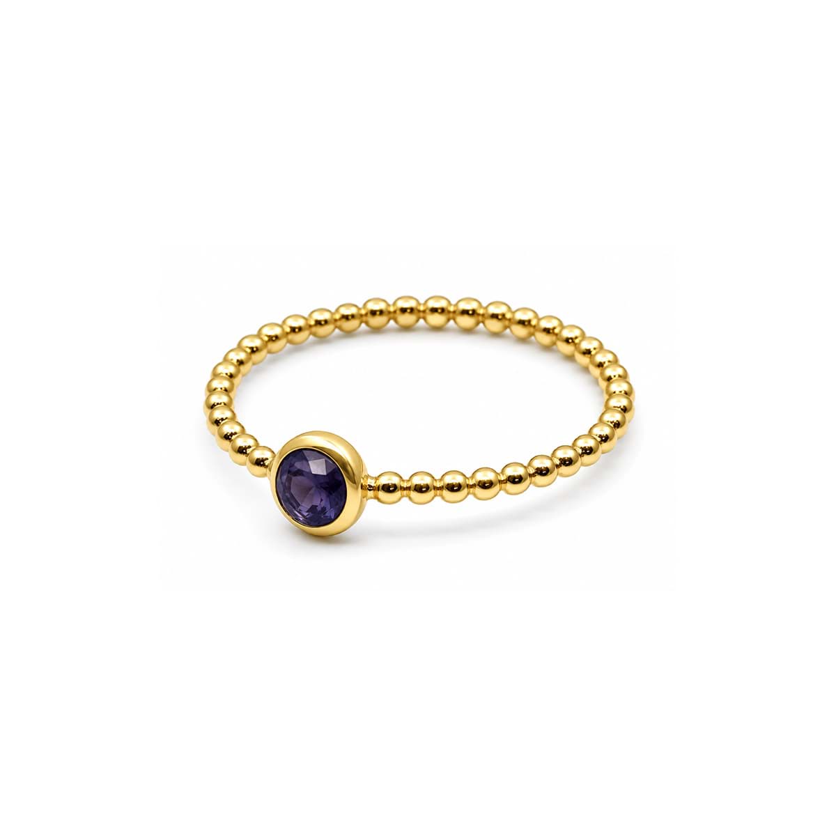 Iolith Cab. 5mm "34 Beads" Ring, Silber 925 vergoldet