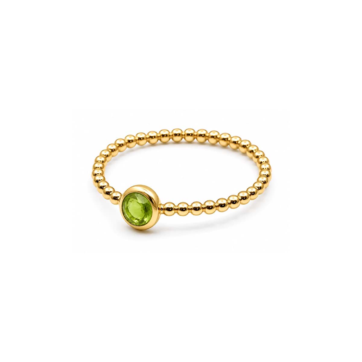 Peridot Cab. 5mm "34 Beads" Ring, Silber 925 vergoldet