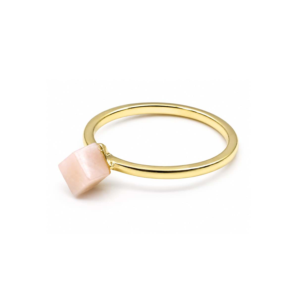 Andenopal Würfel 4mm Ring, Silber 925 vergoldet