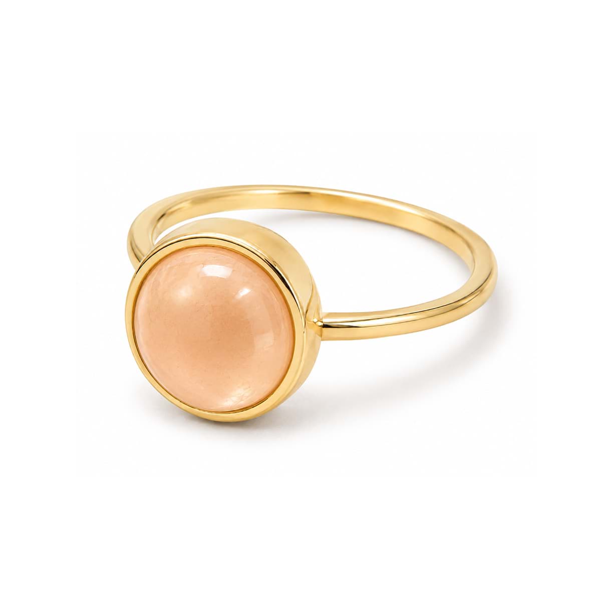 Mondstein Cab. 11m, 12mm Ring, Silber 925 vergoldet (peach) 