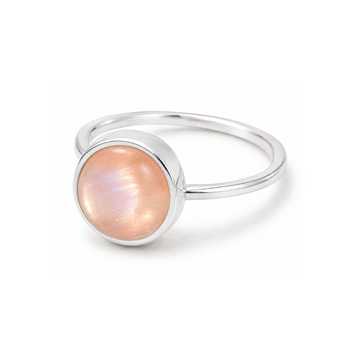 Mondstein Cab. 11m, 12mm Ring, Silber 925 (peach) 