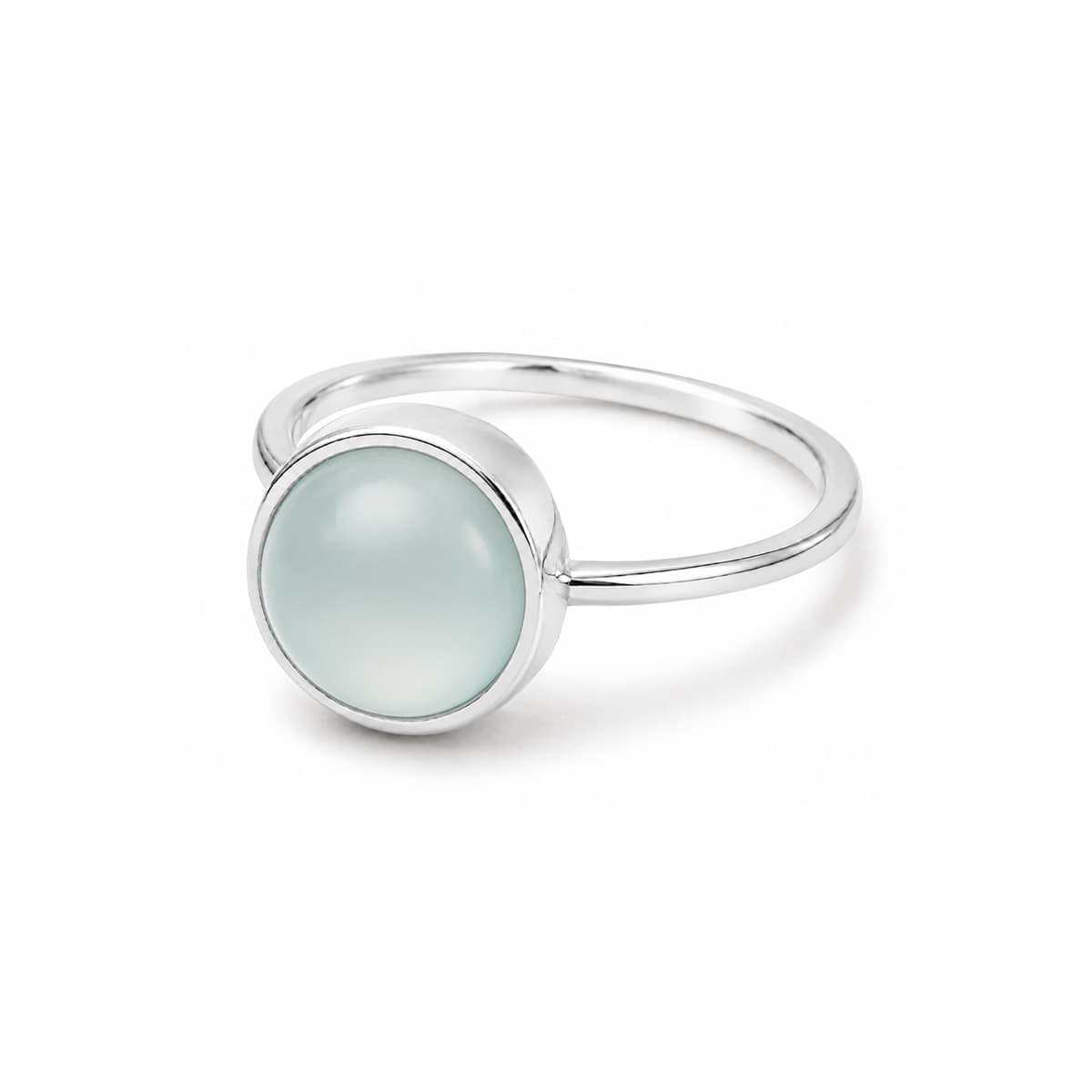 Aqua Chalcedon Cab. 11m, 12mm Ring, Silber 925