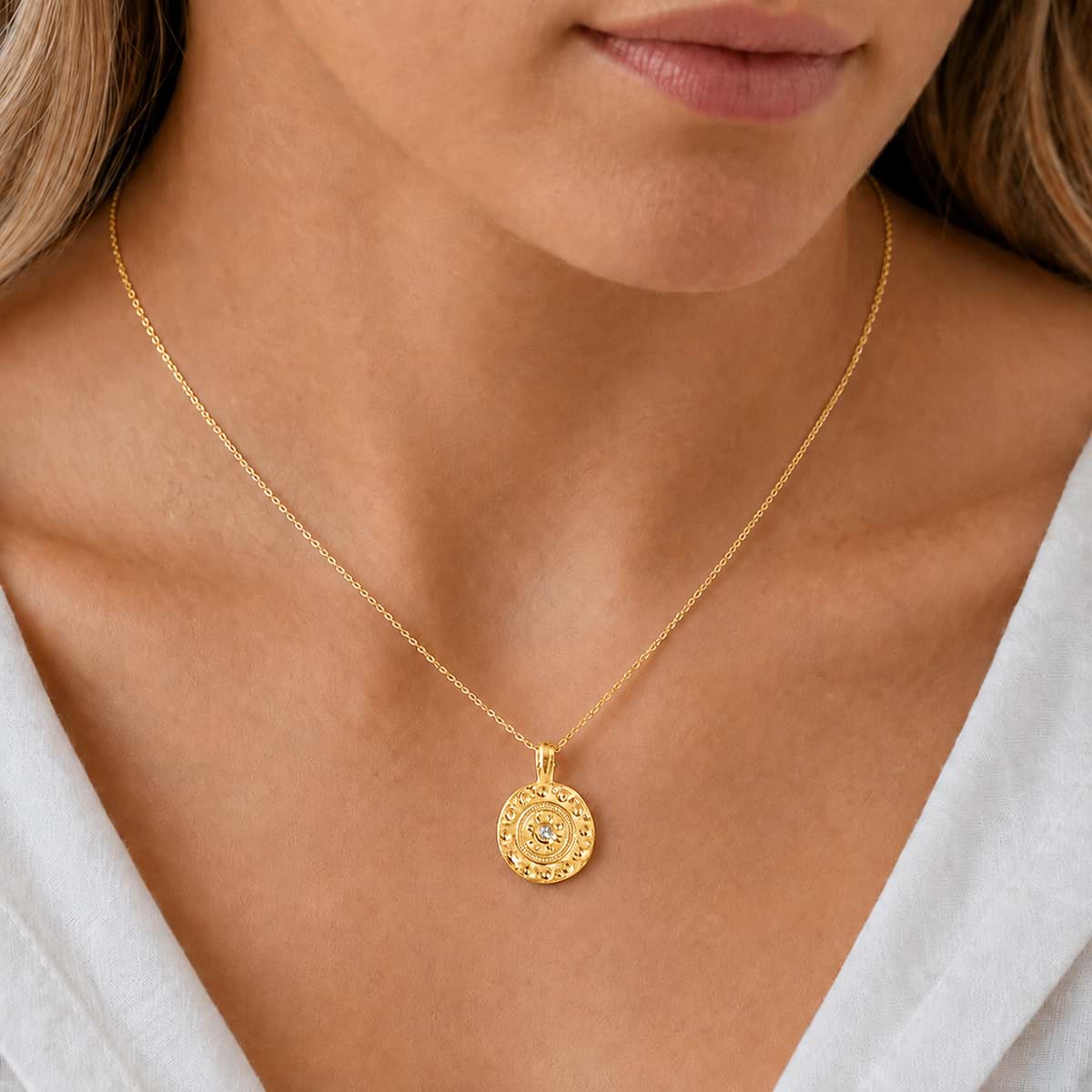 "Il sole in tasca". Collana. Topazio. Argento 925 placcato oro