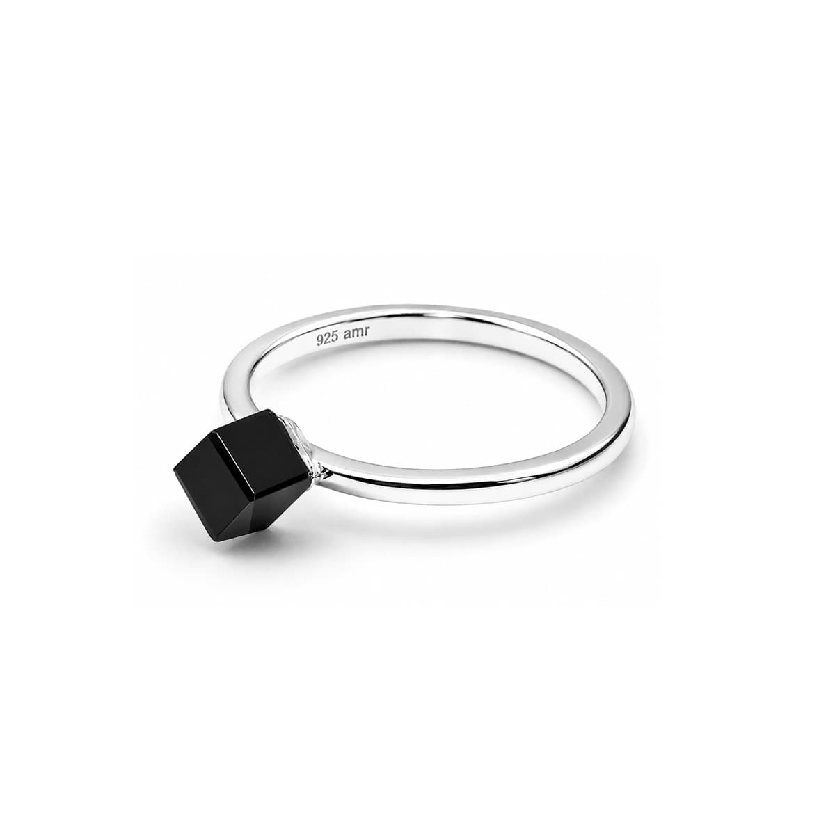 Turmalin (Schörl) Würfel 4mm Ring, Silber 925