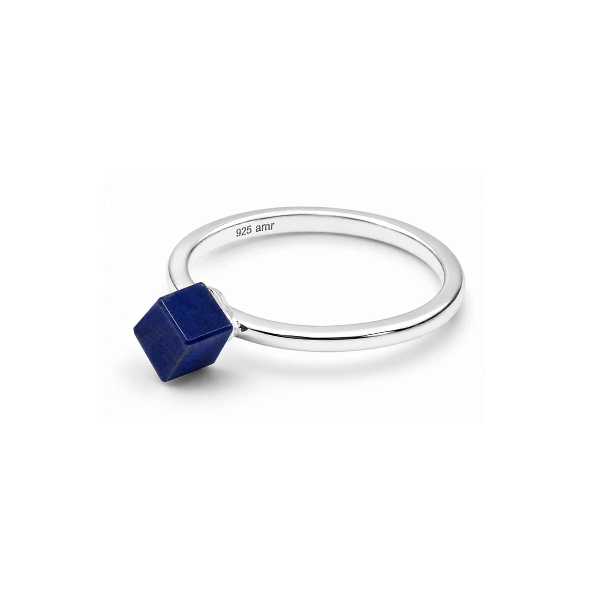 Saphir Würfel 4mm Ring, Silber 925