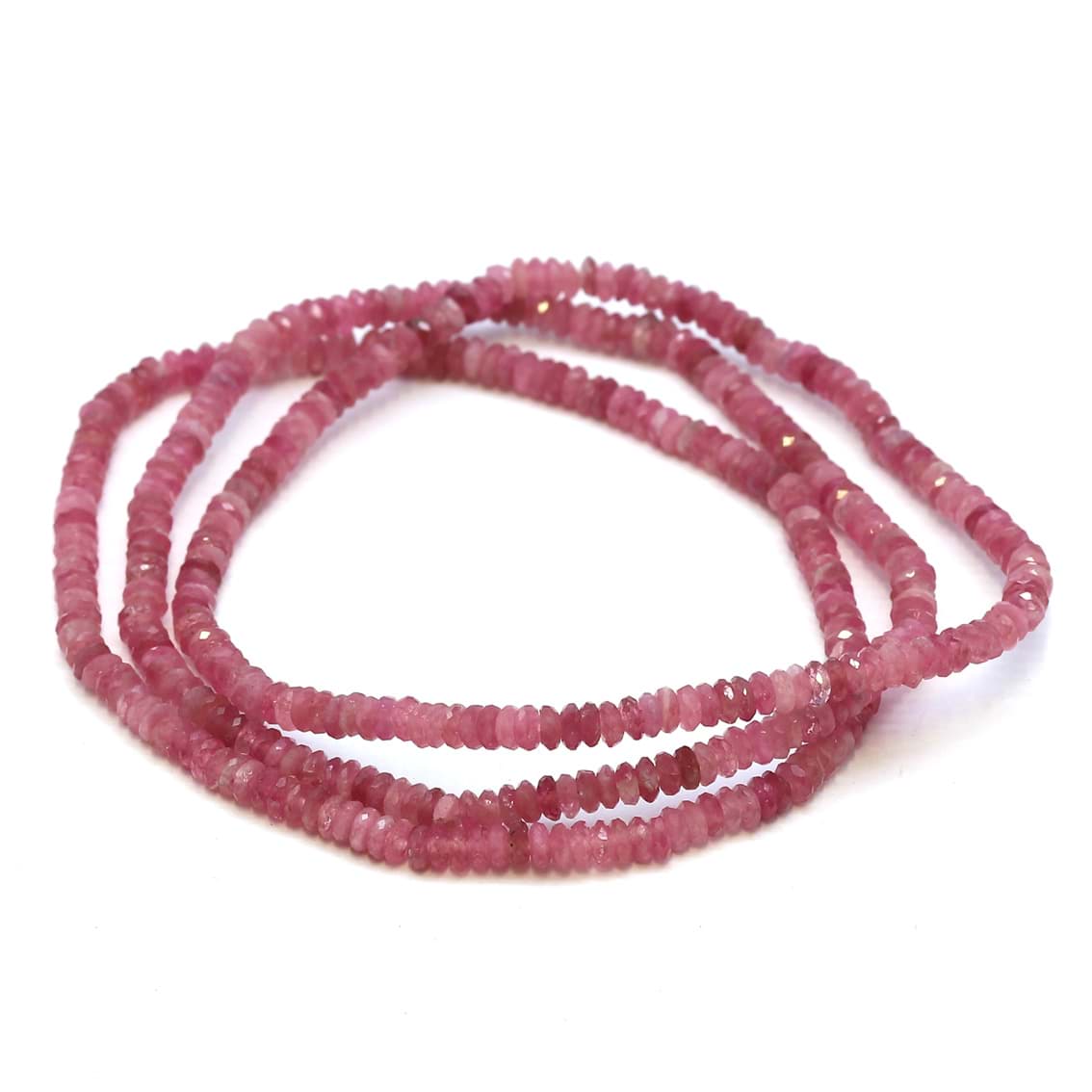 Braccialetto con rondelle di tormalina colorata sfaccettata 3x1 mm (rosa)
