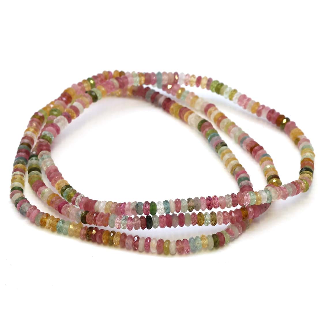 Bracciale con rondelle di tormalina colorata sfaccettata 3x1 mm (mc)