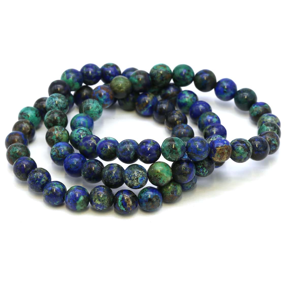 Bracciale con perline tonde di azurite-malachite da 8 mm, Extra