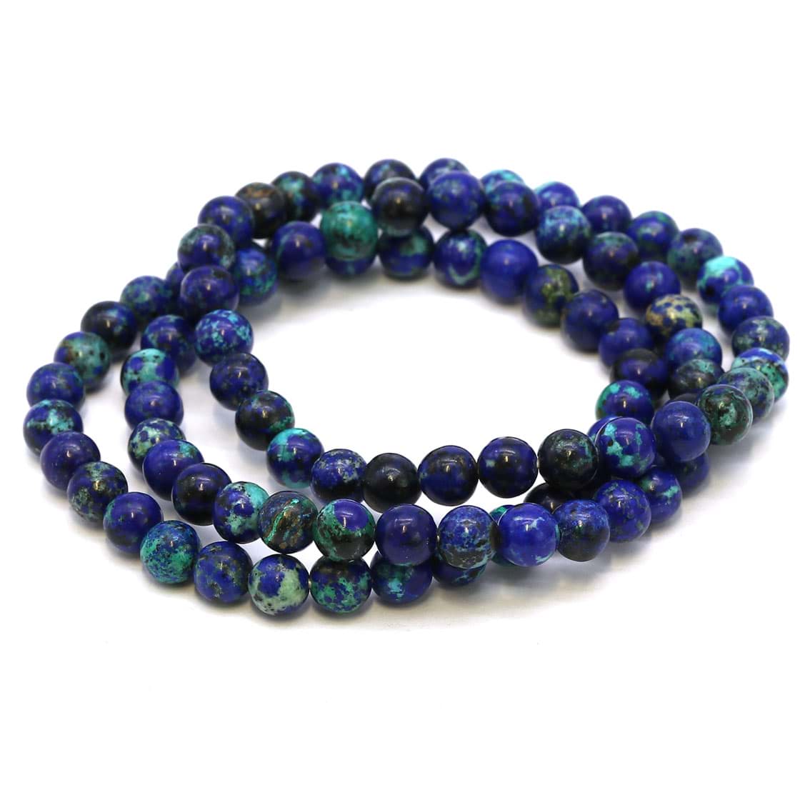 Braccialetto con perline tonde di azurite-malachite da 6 mm, Extra