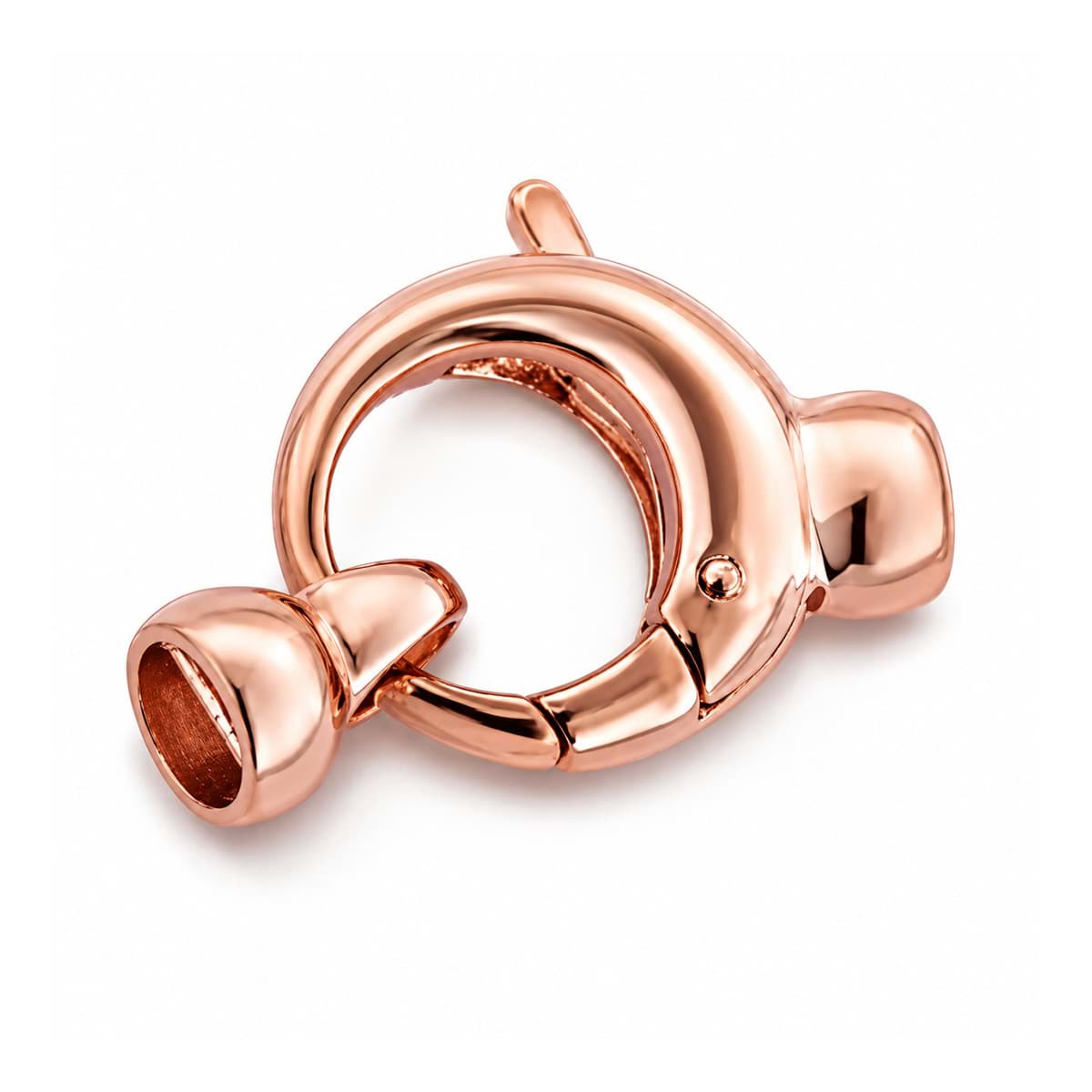 Verschluss Karabiner Rund 14mm, Silber rosévergoldet 