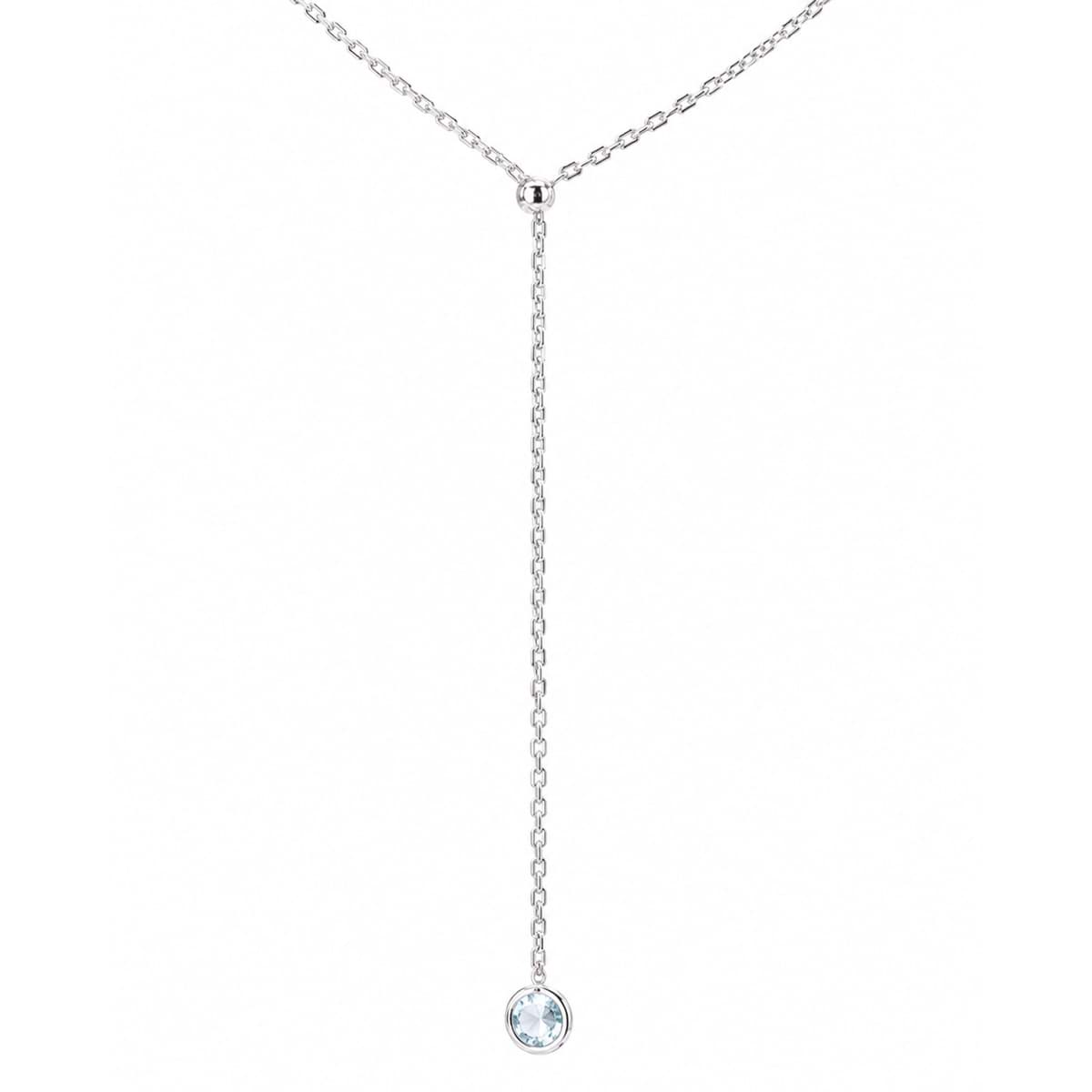 "Dangeling Stone" Aquamarin verstellbar, 65cm Halskette, Silber 925