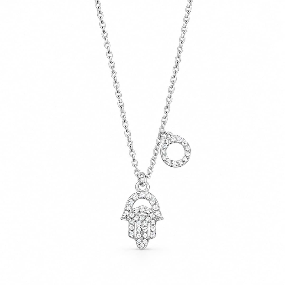 Hand der Fatima mit CZ Halskette 45cm, Silber 925