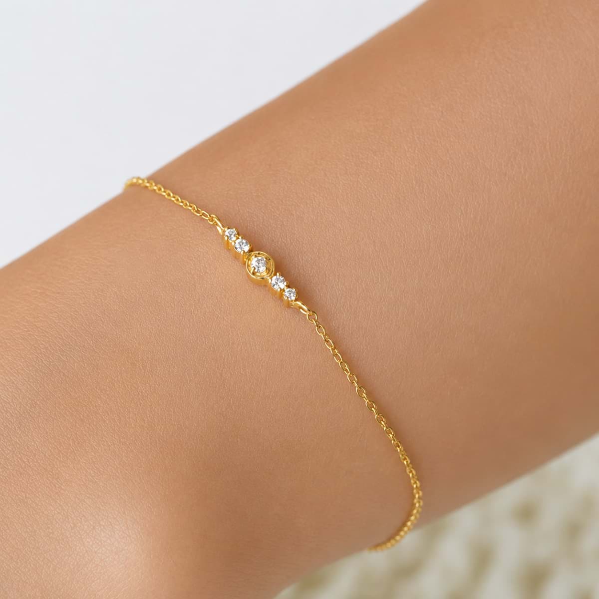 "Golden Star". CZ. Armband. Silber 925-Vergoldet