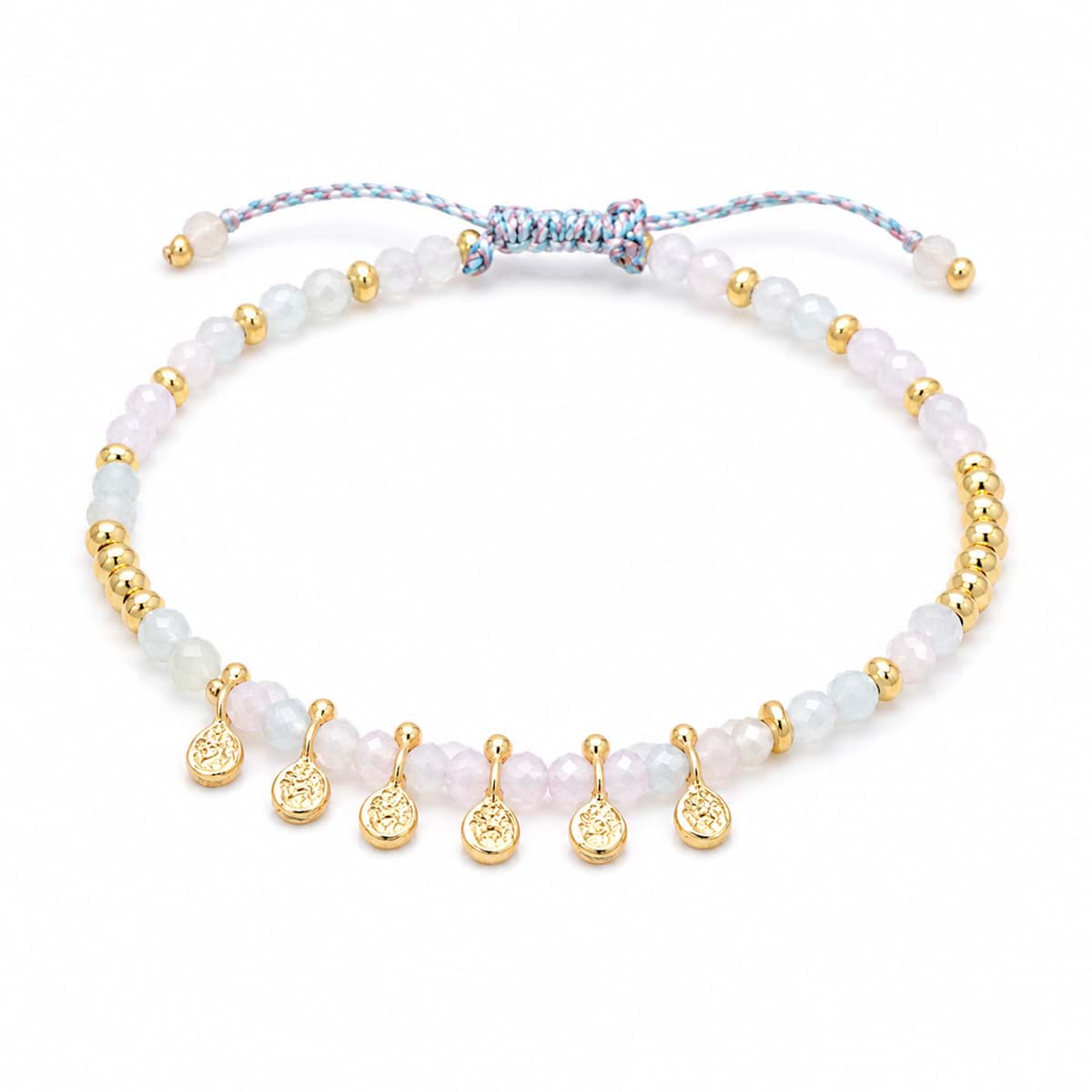 "Gypsy". Aquamarin. Armband. Silber 925-Vergoldet 