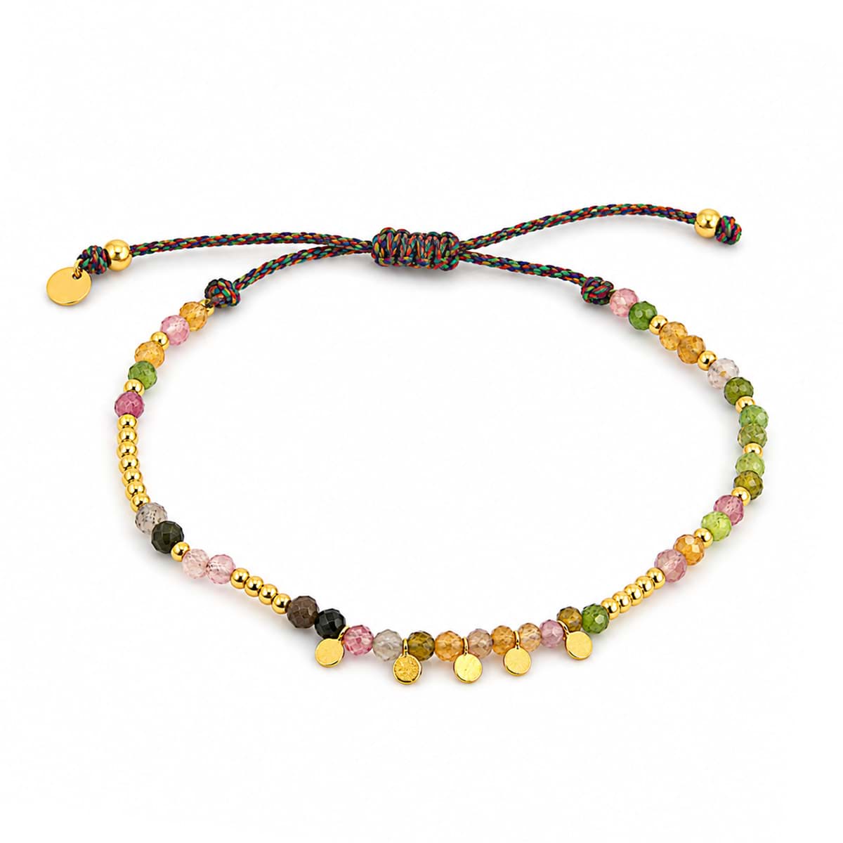 "Gypsy" (gitane). Tourmaline coloree. Bracelet de montre. Argent 925-Doré