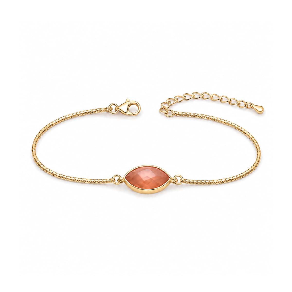 "Horse-Eye". Mondstein peach. Armband. Silber 925-Vergoldet
