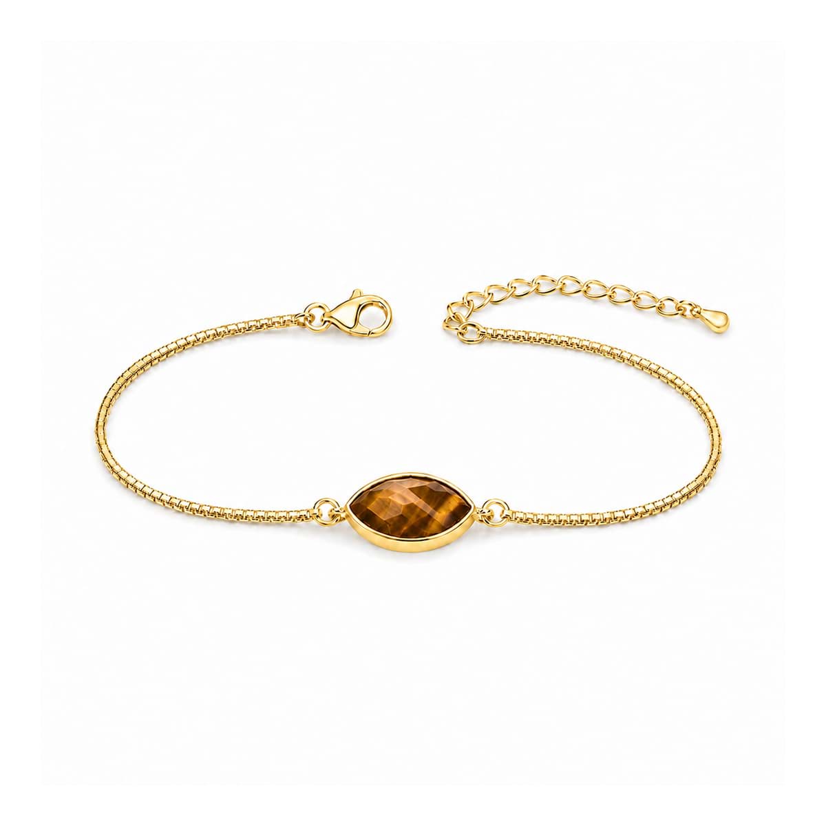 "Horse-Eye". Tigerauge. Armband. Silber 925-Vergoldet