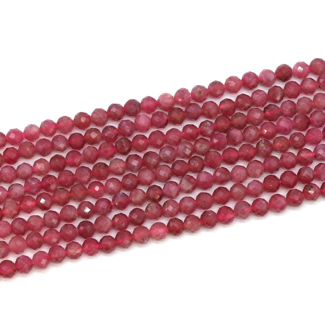 Turmalin farbig fac. Kugeln  4mm Strang (pink)