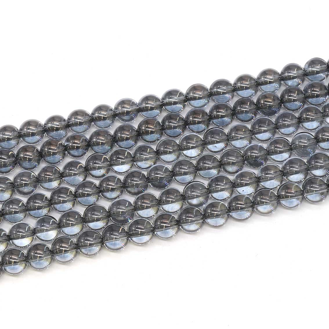 Silberquarz Kugel  6mm Strang (Bergkristall mit Silber beschichtet)