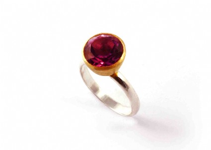 Bild von Amethyst "Cup" bi-color Fingerring Silber