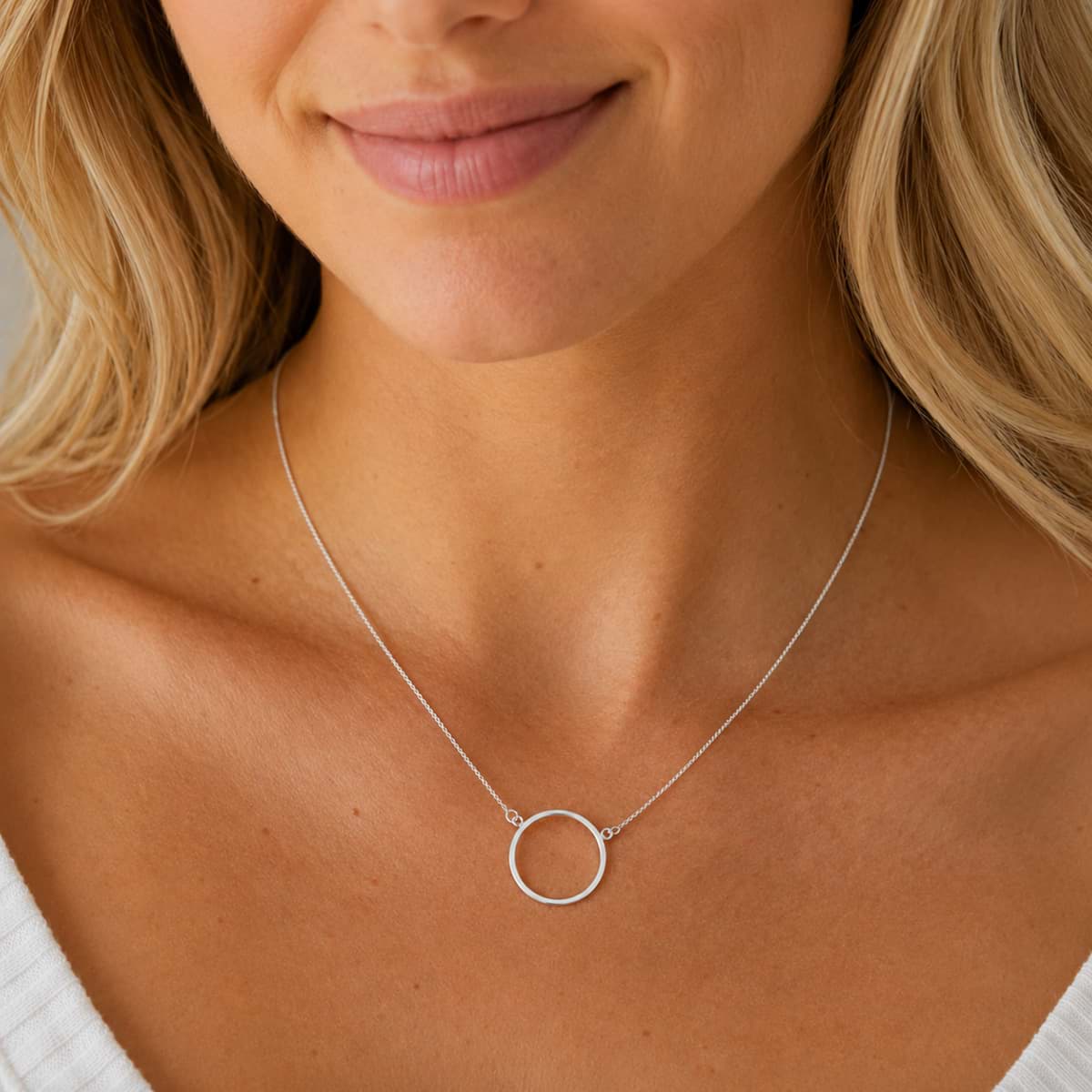 "Circle 20x2mm" Halskette 40+3cm, Silber