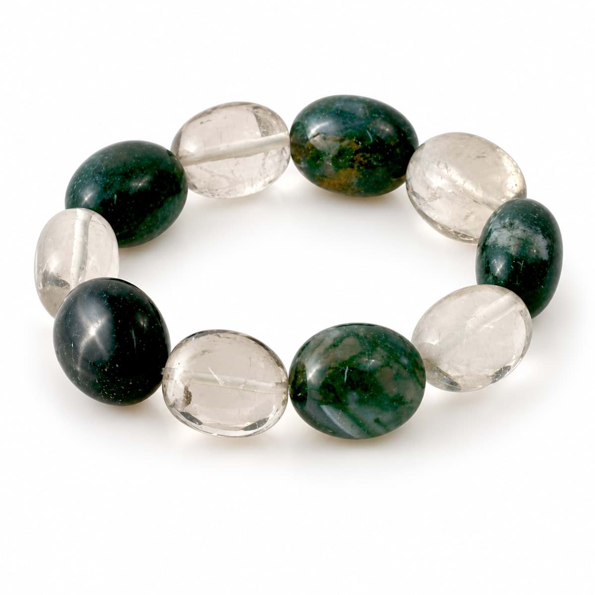 Moosachat & Rauchquarz Nuggets Armband ca. 18-22mm