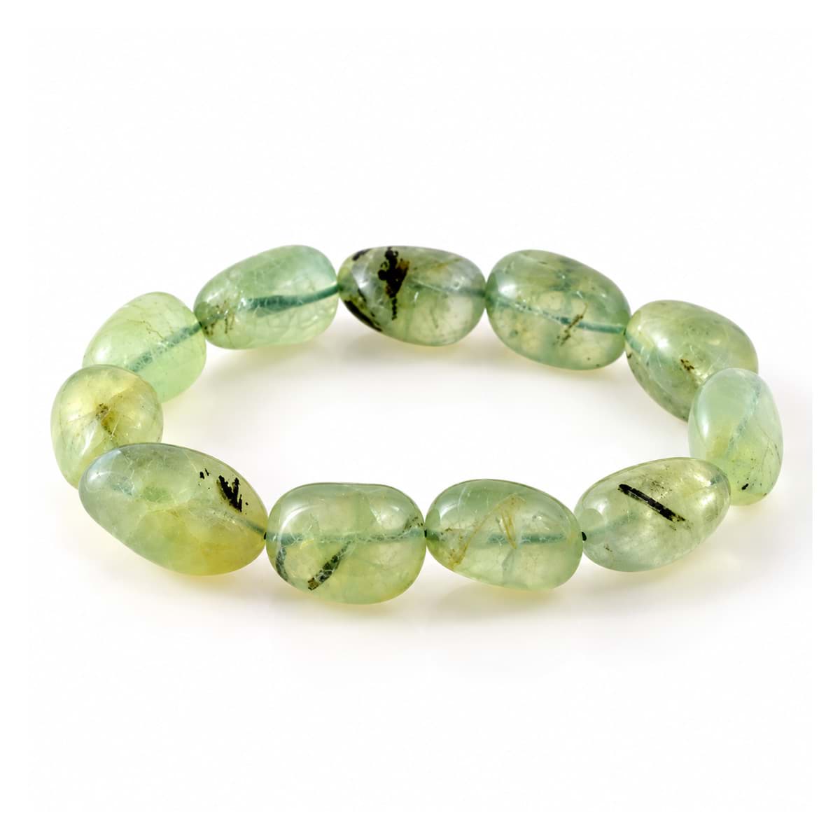 Bracciale di nuggets di Prehnite 15x24mm