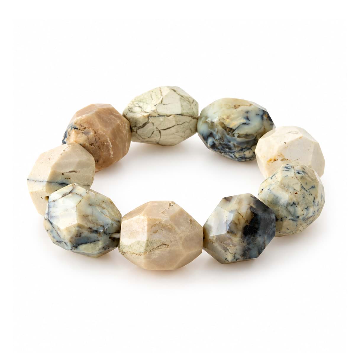 Weisser Opal fac. Nuggets Armband ca. 15x24mm