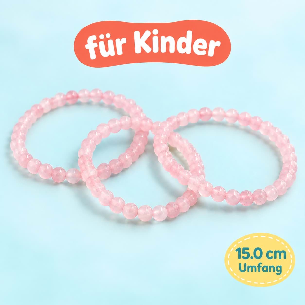 Rosenquarz Kugeln  4mm Kinder Armband (15.0cm)
