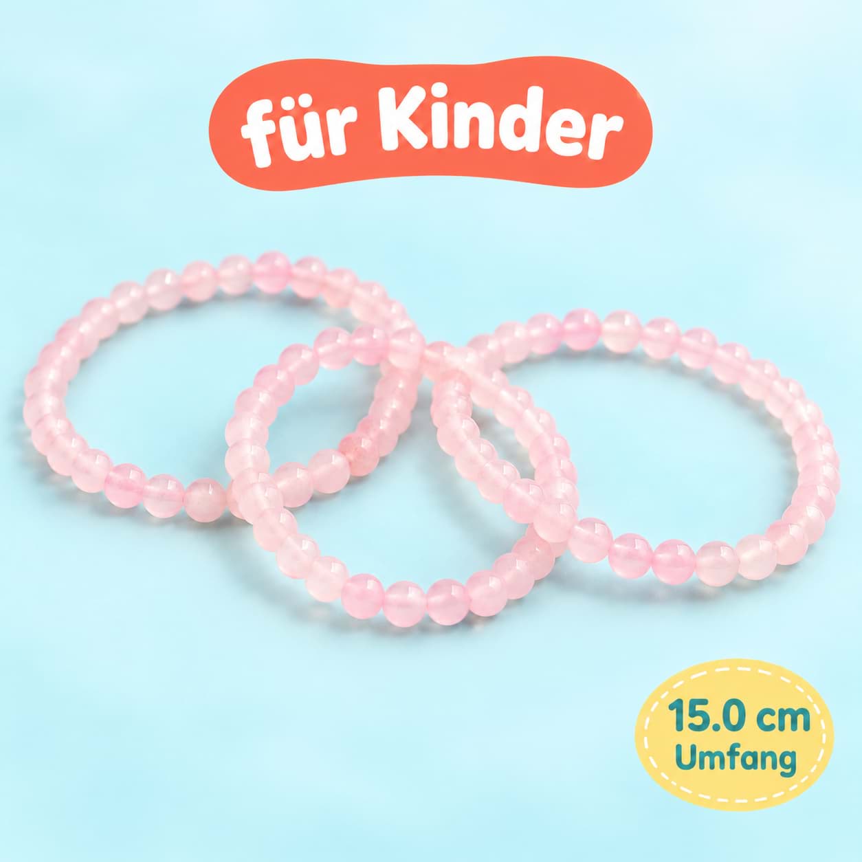Bracciale per bambini con perline rosa (15,0 cm)