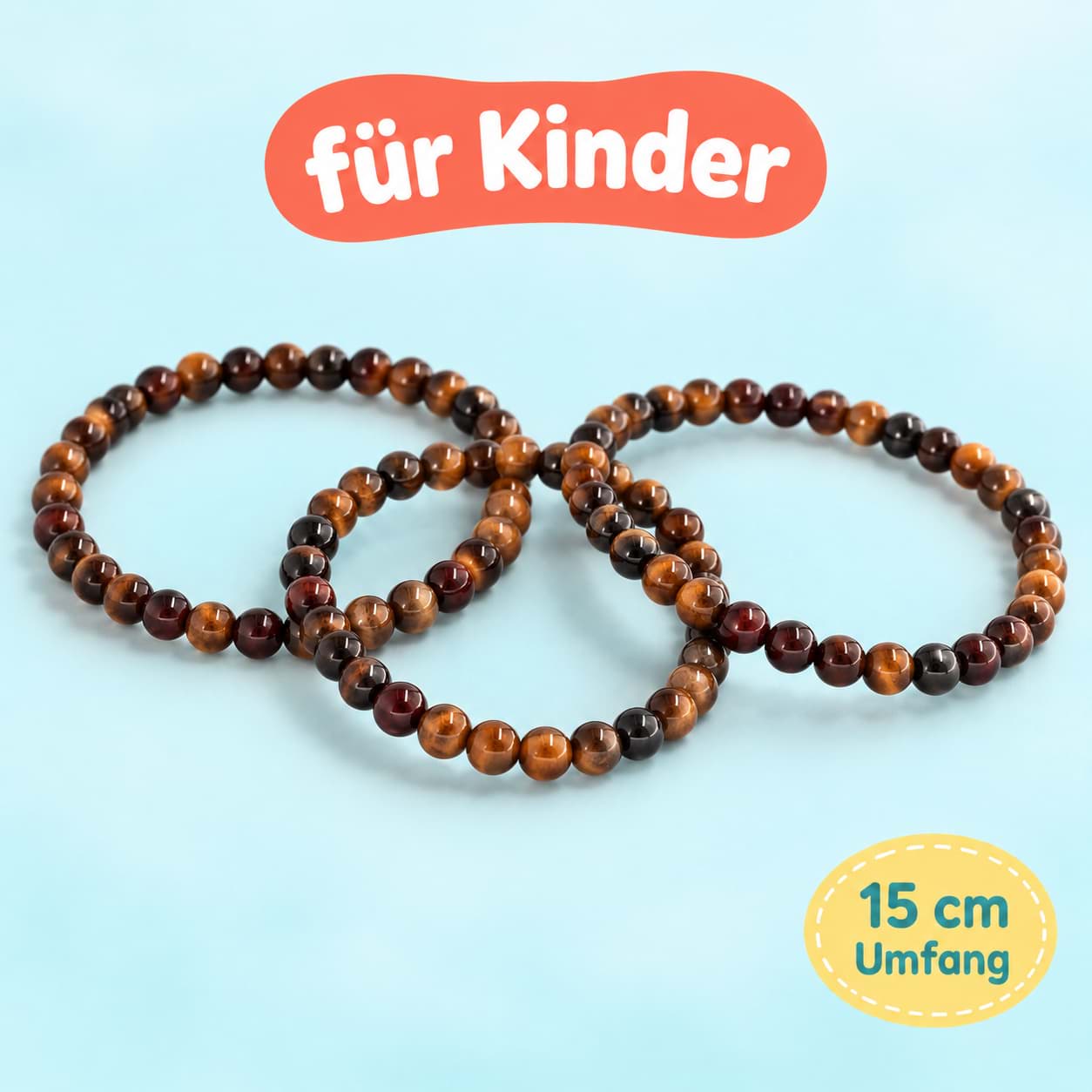 Tiger Mix Kugeln  4mm Armband (15cm, Kinder) 