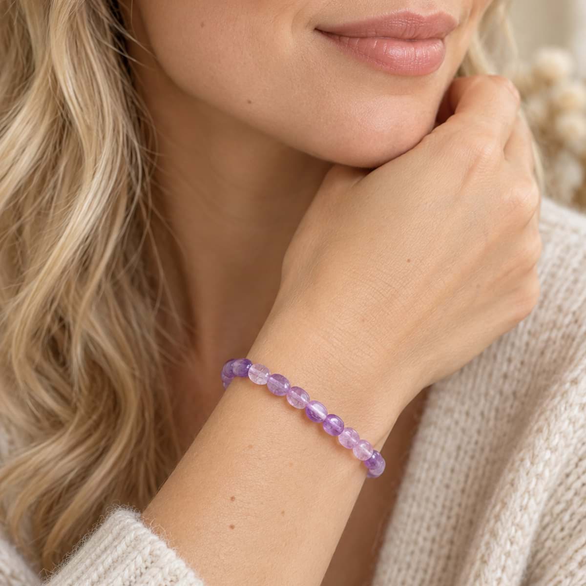 Amethyst Nuggets  6x8mm Armband, 21cm