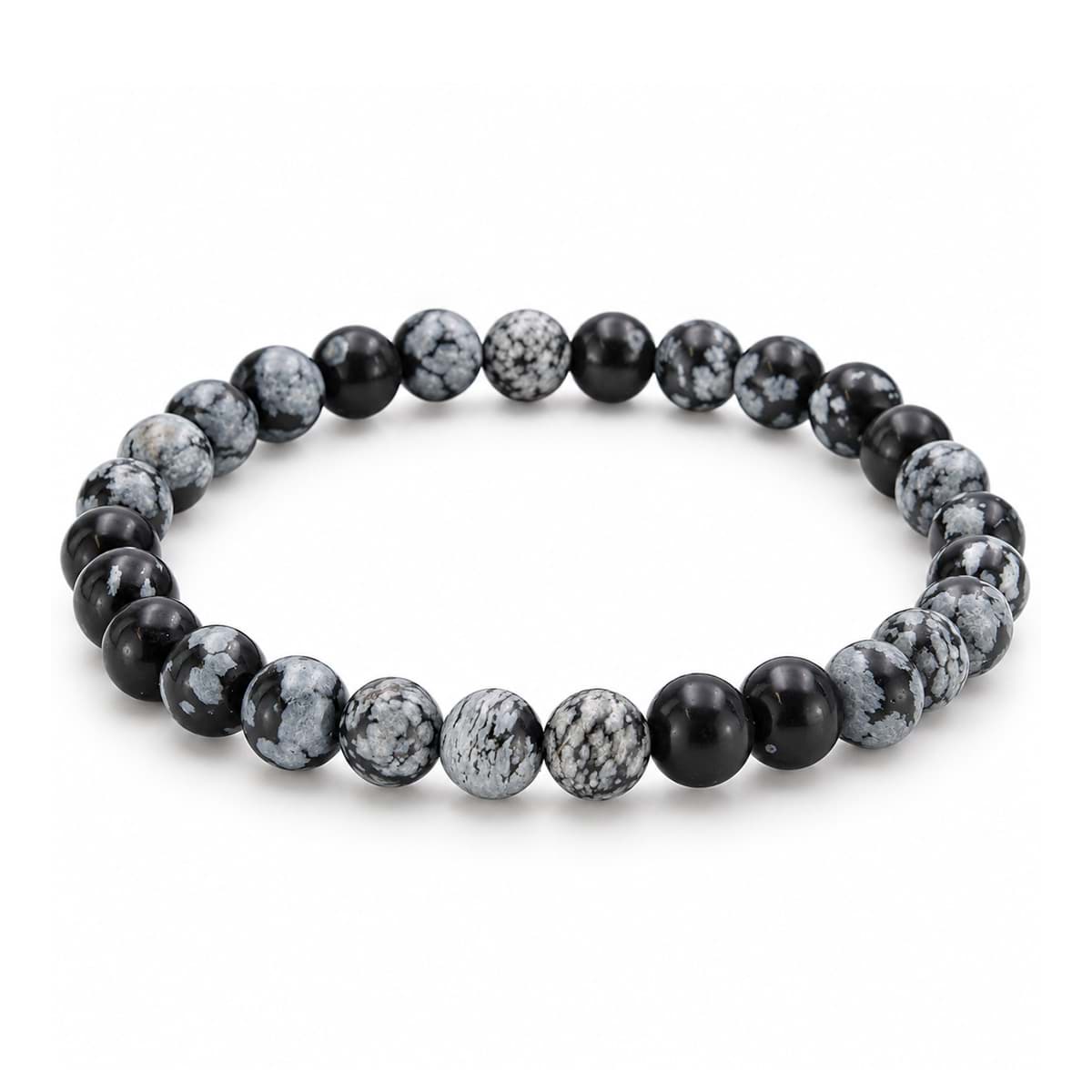 Schneeflocken Obsidian Kugeln  6mm Armband Standard